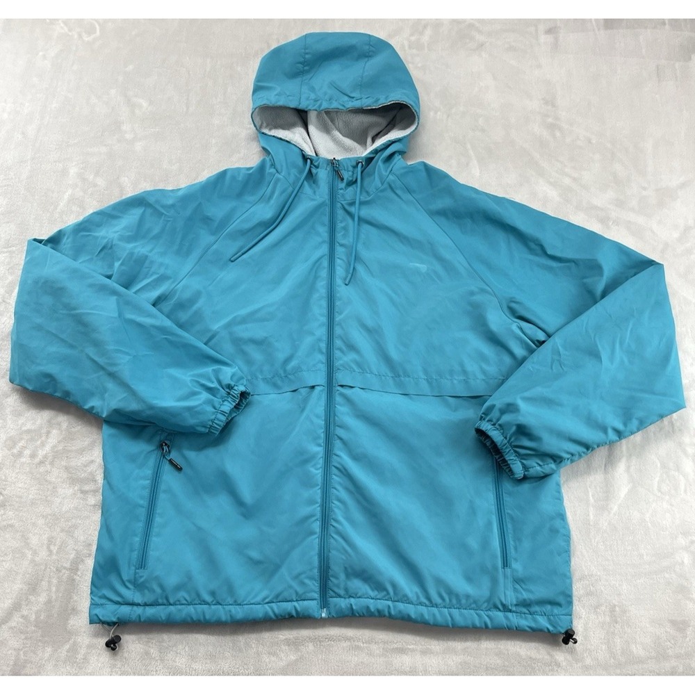 New Balance Wind Jacket Men Extra Large Blue Fleece Lined Hooded Outdoors